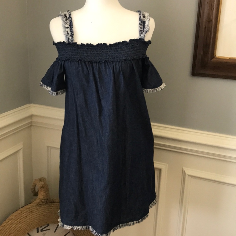 Nicole Miller Cold Shoulder Soft Denim Dress